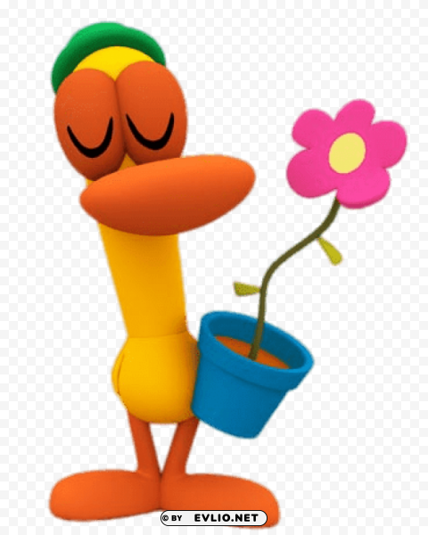 pato holding flower pot PNG images with transparent canvas
