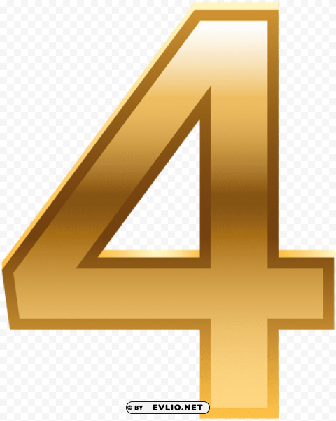 number four golden PNG Graphic Isolated on Clear Background Detail