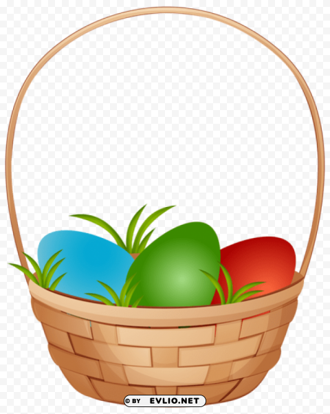 easter basket with eggs PNG Image with Isolated Subject