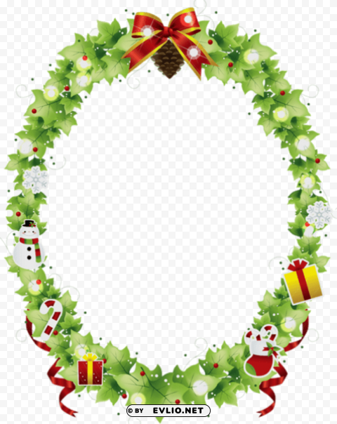 christmas oval photo frame PNG images with transparent space