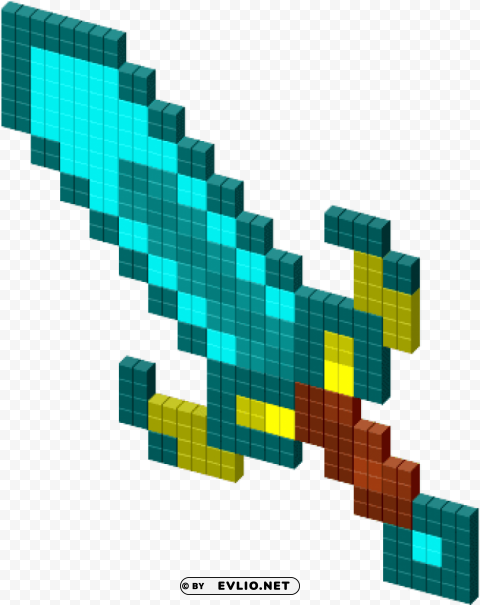minecraft diamond sword Isolated Artwork in Transparent PNG Format
