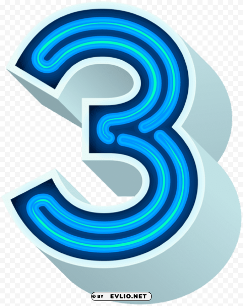 number three neon blue Free PNG images with clear backdrop