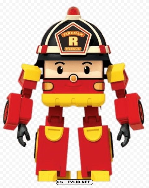 robocar poli character roy the fireman PNG image with no background