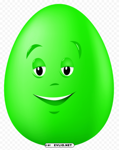 transparent easter green egg with facepicture PNG clear background