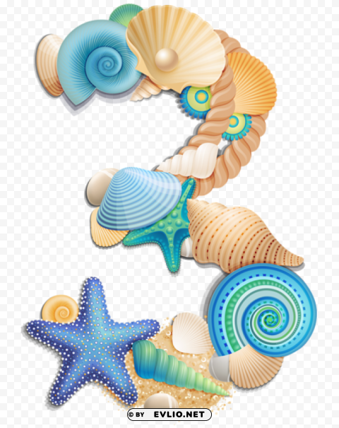  number three sea stylepicture Isolated Graphic on Transparent PNG