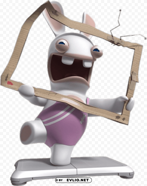 rabbid in cardboard tv screen PNG graphics with clear alpha channel
