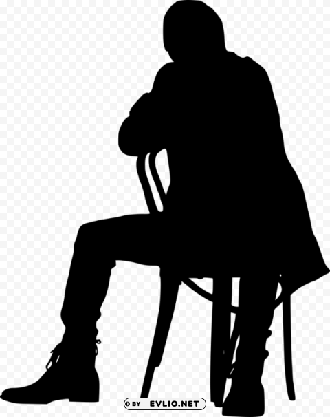 Sitting in Chair Silhouette Transparent Background Isolated PNG Item