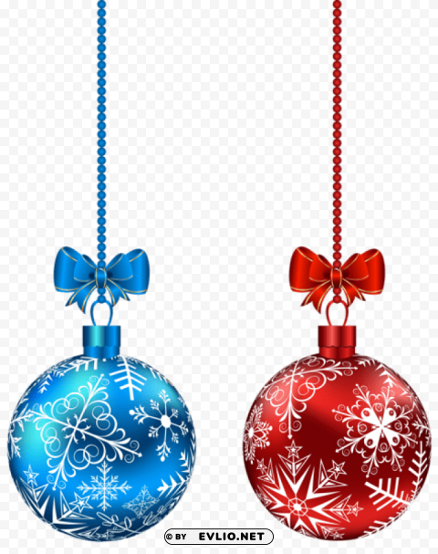blue and red hanging christmas balls clip-art PNG graphics for presentations