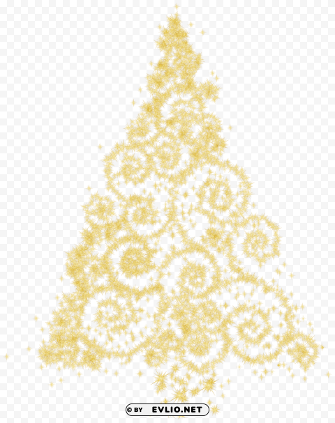 gold christmas tree Isolated Character in Clear Transparent PNG