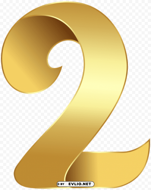 golden number two Isolated Graphic with Transparent Background PNG