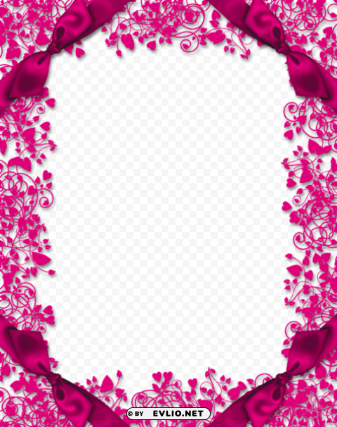 pinkframe with hearts and bows PNG Graphic with Isolated Transparency
