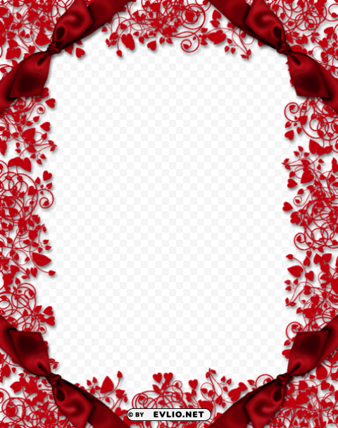 Redframe With Hearts And Bows PNG Graphic With Transparency Isolation