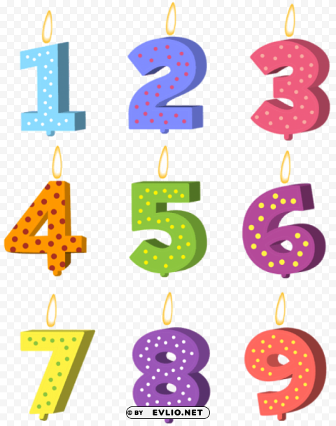 birthday candles set Clear pics PNG