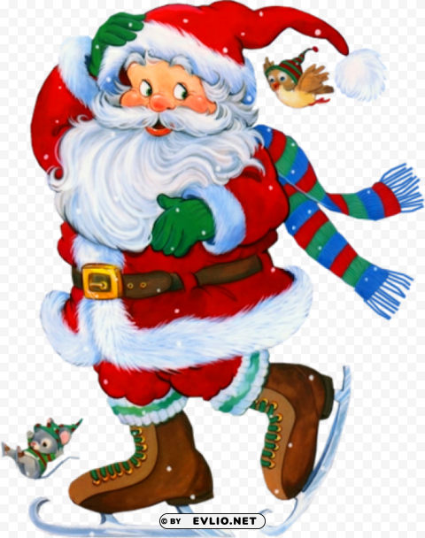  santa with skates Transparent background PNG stockpile assortment