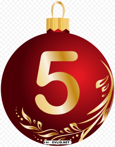 christmas ball number five Transparent Background PNG Isolated Pattern