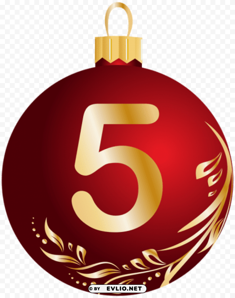 Christmas Ball Number Five Transparent Background PNG Isolated Pattern