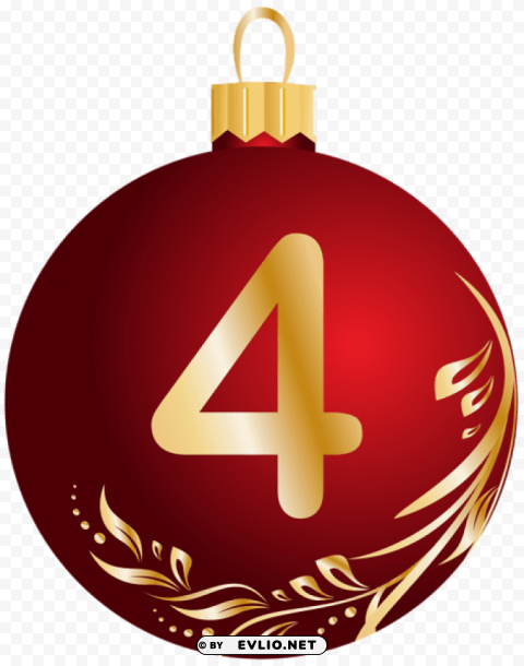 christmas ball number four Transparent Background PNG Isolated Item