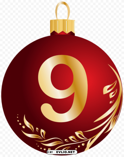 christmas ball number nine Transparent background PNG stock