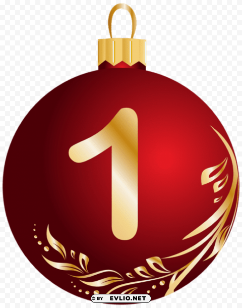 christmas ball number one Transparent Background PNG Isolated Graphic