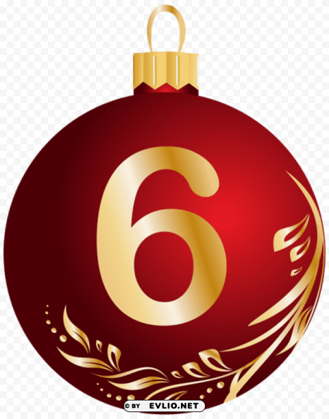christmas ball number six Transparent Background PNG Isolation