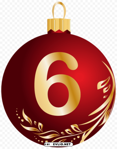 Christmas Ball Number Six Transparent Background PNG Isolation