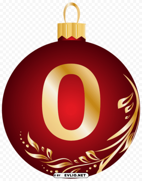christmas ball number zero Transparent Background PNG Isolated Element