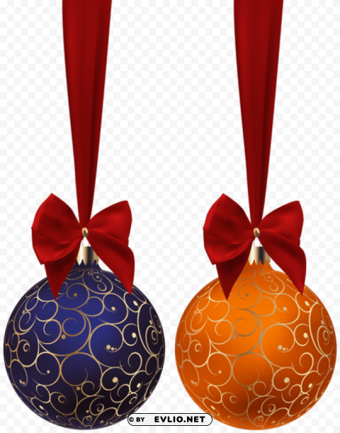 christmas balls blue orange Isolated Item on HighResolution Transparent PNG