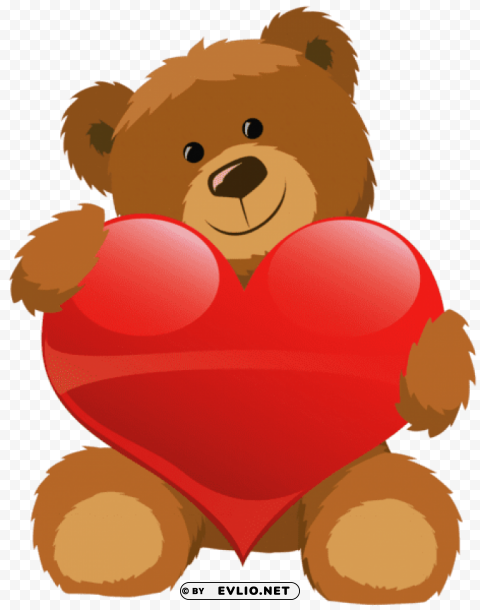 cute bear with heartpicture Isolated Item with Transparent Background PNG