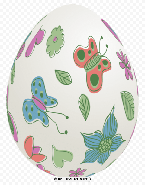 easter egg with butterfliespicture Transparent PNG Isolated Graphic Design