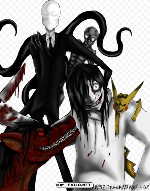 jeff the killer and smile dog and slenderman PNG Graphic with Isolated Design