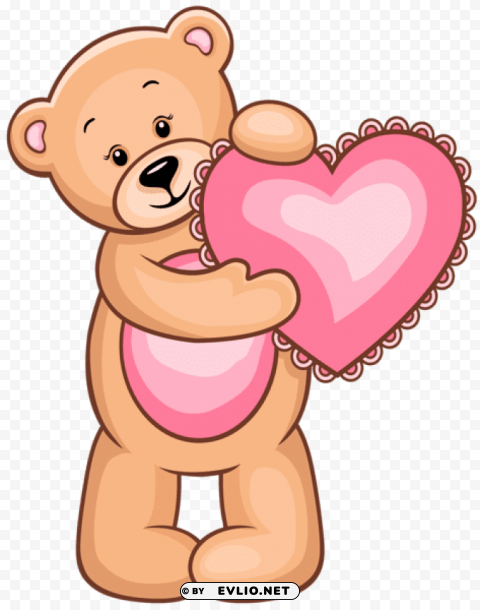  teddy bear with pink heart Isolated Object with Transparent Background PNG
