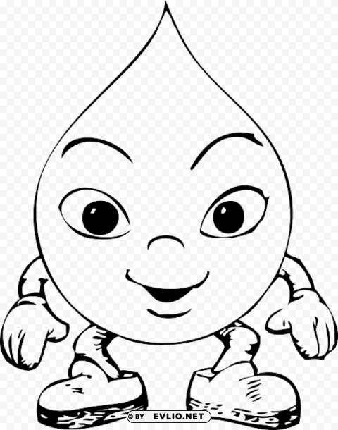 water drop colouring page Isolated Character in Transparent Background PNG