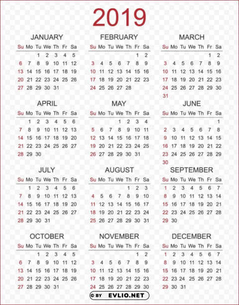 2019 calendar s Free PNG
