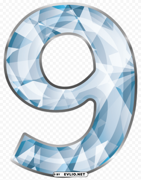 Crystal Number Nine ClearCut Background Isolated PNG Art