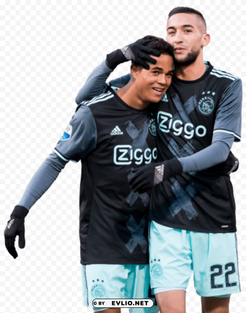 Justin Kluivert  Hakim Ziyech Isolated Graphic On Clear Background PNG