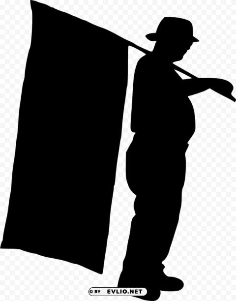 Person With Flag Silhouette Free PNG Transparent Images