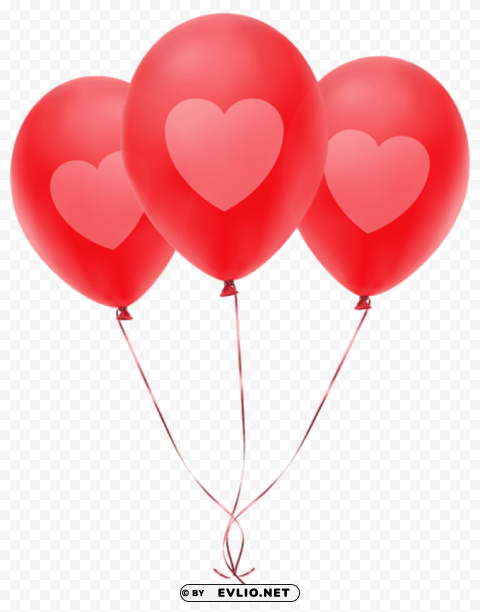 red balloons with heart PNG Image with Transparent Isolated Graphic Element