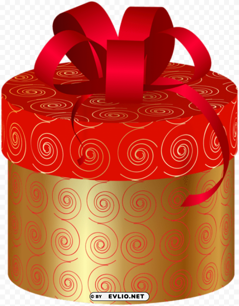 gift box gold red Isolated Graphic Element in Transparent PNG