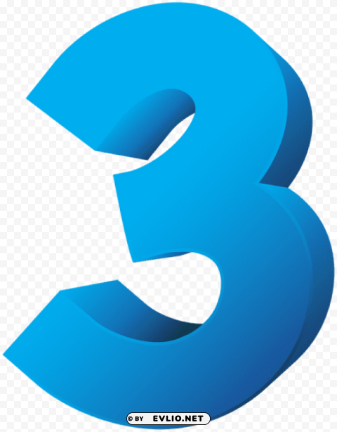 blue number three transparent ClearCut Background PNG Isolated Item