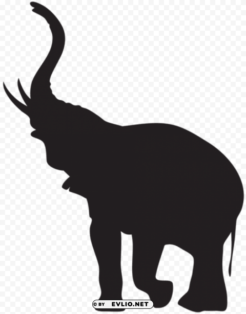 Elephant With Trunk Raised Silhouette PNG Images For Banners