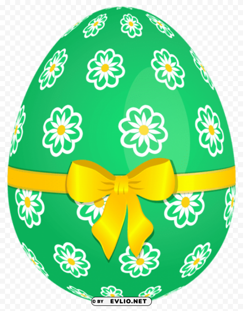 green easter egg with flowers and yellow bow PNG transparent images extensive collection