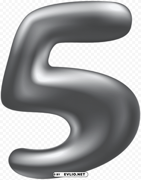 number five silver PNG images with transparent backdrop