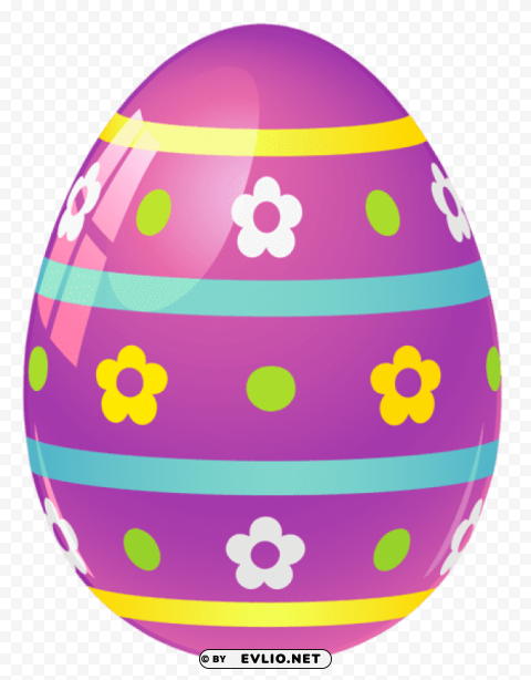 purple easter egg with flowers PNG transparent images for social media