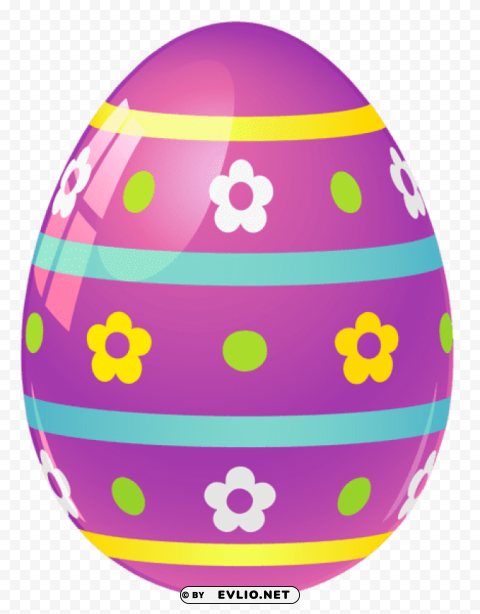 Purple Easter Egg With Flowers PNG Transparent Images For Social Media