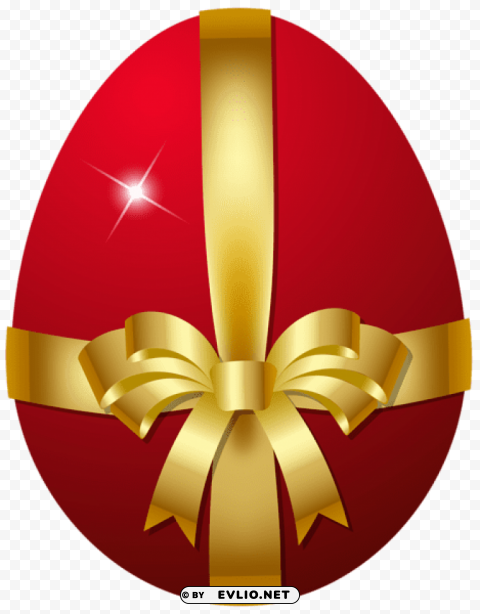 red easter egg with bow Isolated Artwork on Clear Background PNG