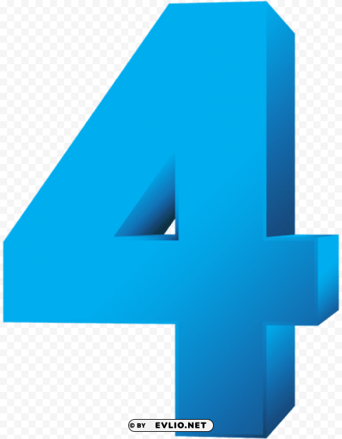 blue number four transparent ClearCut Background PNG Isolated Subject