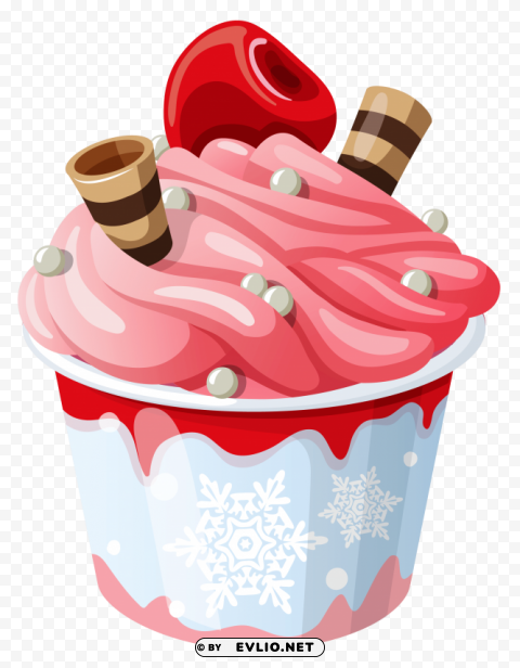 Ice Cream Cup Clean Background Isolated PNG Character