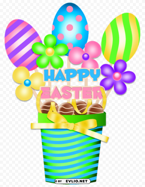 easter bucket decorationpicture Clean Background PNG Isolated Art
