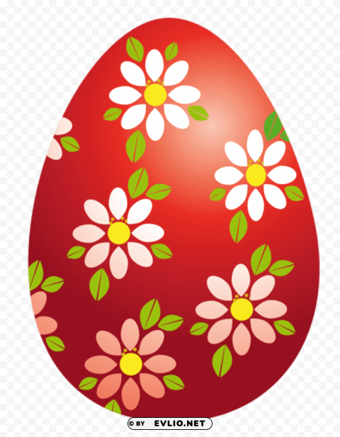easter red egg with flowerspicture Transparent Background PNG Isolated Pattern