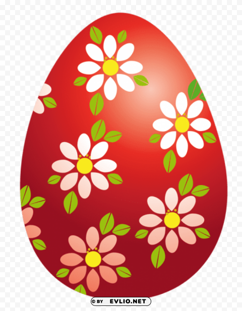 Easter Red Egg With Flowerspicture Transparent Background PNG Isolated Pattern